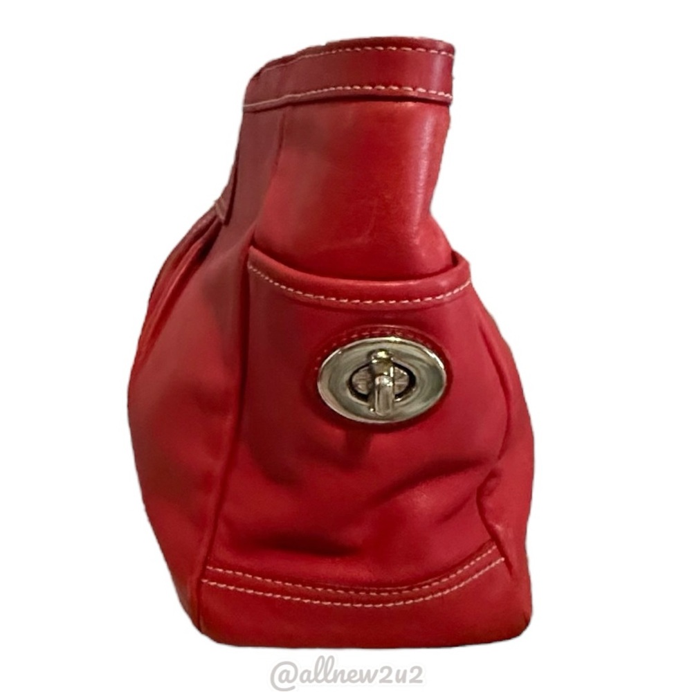 Coach 1941 Ashley Red Leather Double Handle Zipper Closure Tote Shoulder Bag Sil - Picture 6 of 16